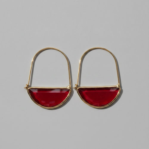 Orecchini vintage con cesto di cristalli rossi