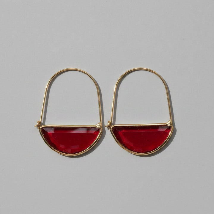 Vintage rote Kristall-Korb-Ohrringe