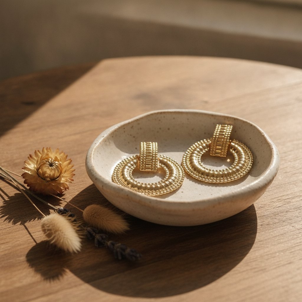 Elegante goldene hohle Mandala-Ohrringe