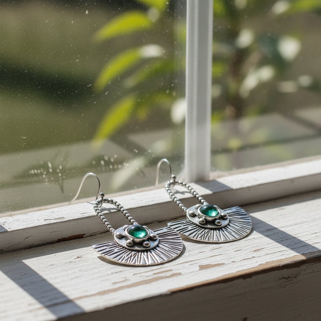 Vintage Ohrringe mit grünen Zirkonia-Einlagen