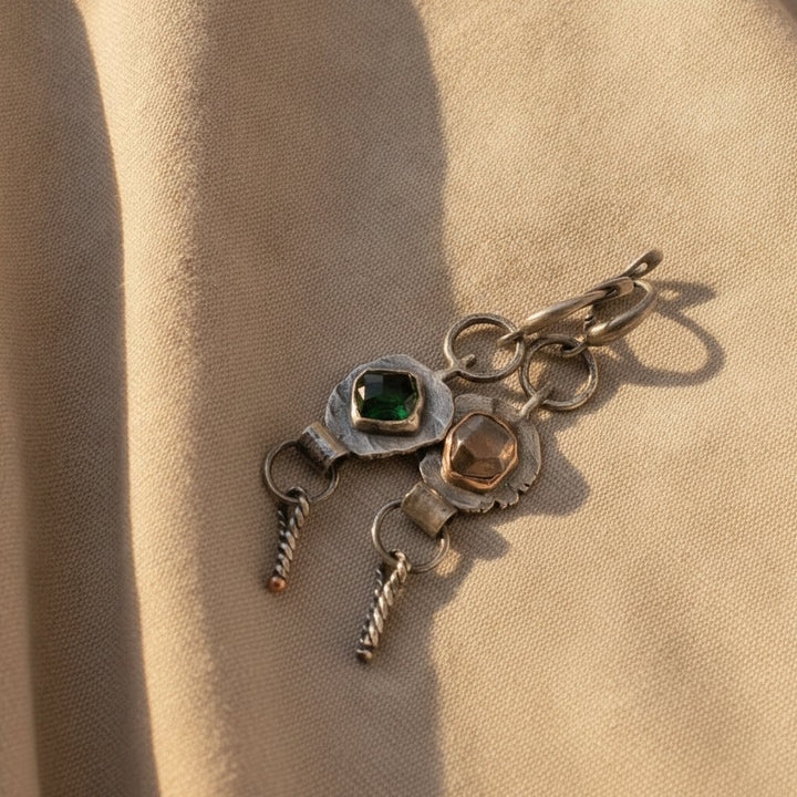 Boho tvåfärgade zirkoniaörhängen i silver