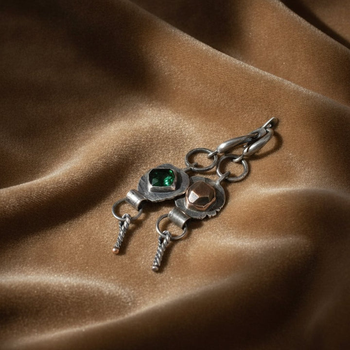 Boho tvåfärgade zirkoniaörhängen i silver