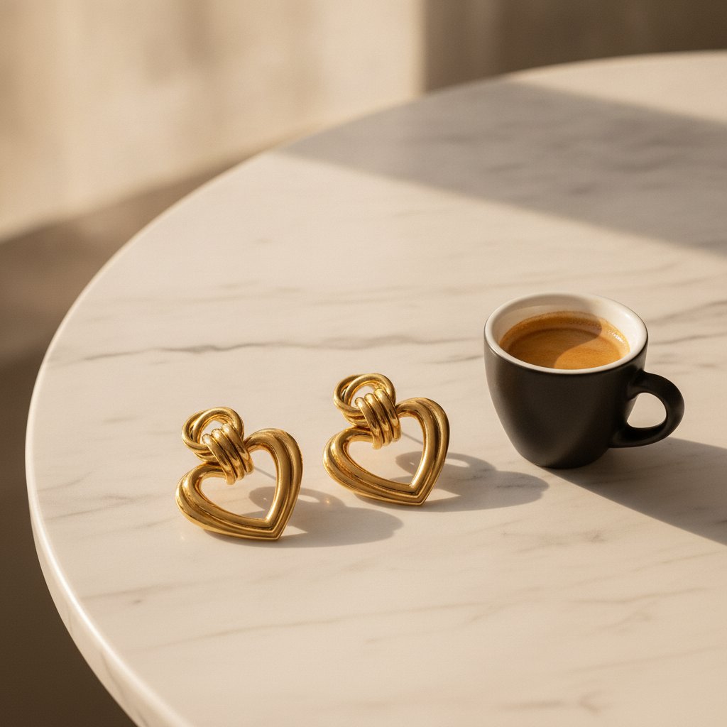 Goldene Knotenherz-Ohrringe