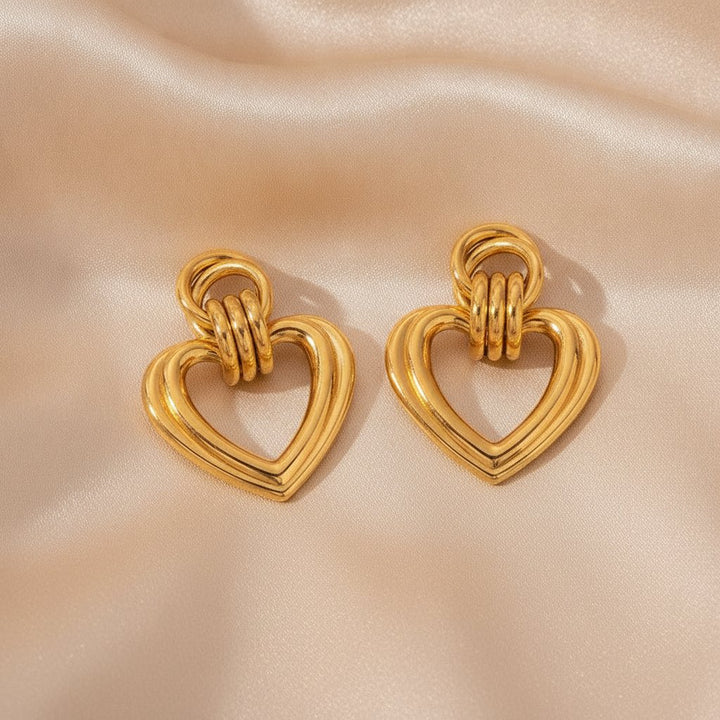 Goldene Knotenherz-Ohrringe