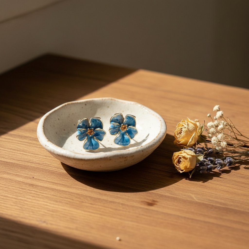 Orecchini a fiore blu