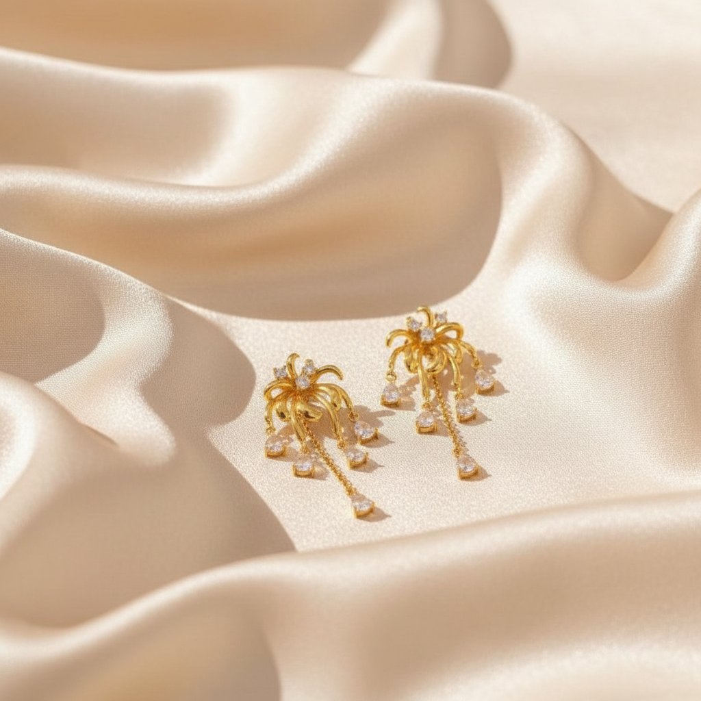 Elegante goldene Kronleuchter-Ohrringe