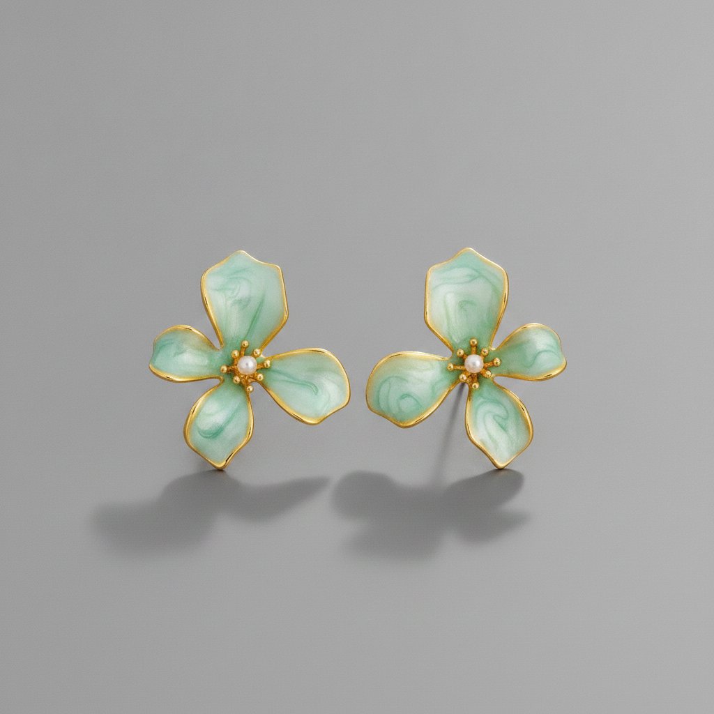 Elegante Jade-Blumenohrringe