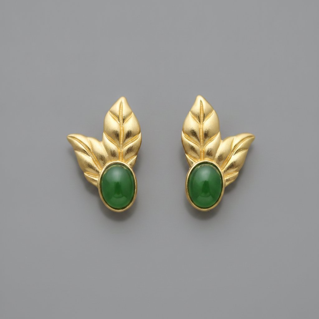 Elegante Jadeblatt-Ohrringe