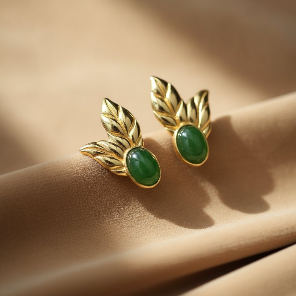 Elegante Jadeblatt-Ohrringe
