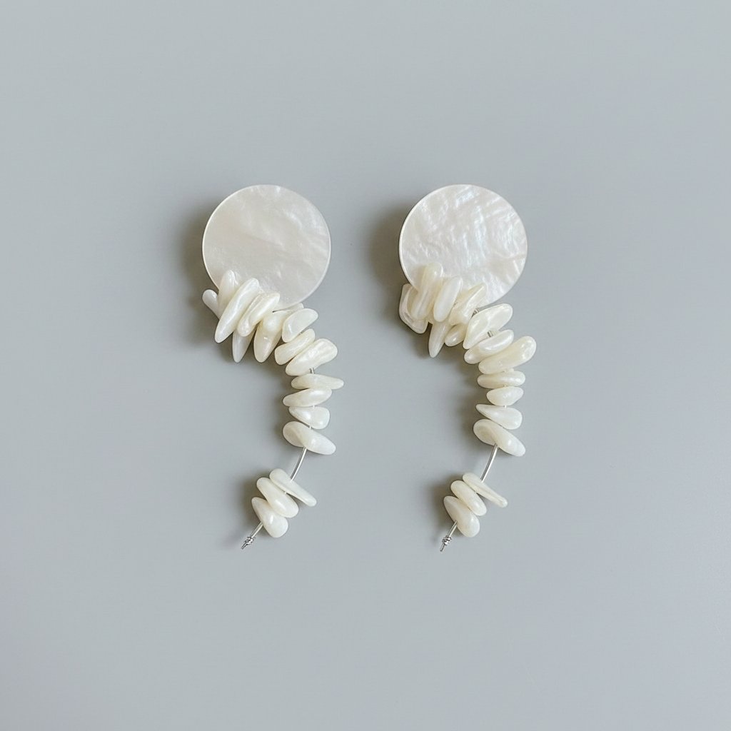 Pendientes de perla y concha