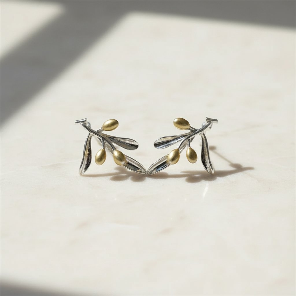 Pendientes de Frijoles Dorados y Plata