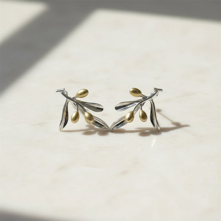 Pendientes de Frijoles Dorados y Plata