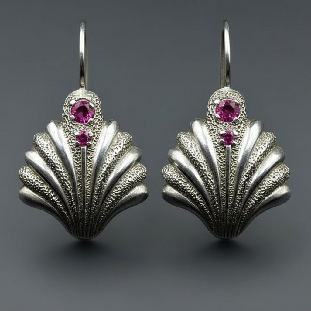 Boucles d'oreilles coquillage avec cristaux violets