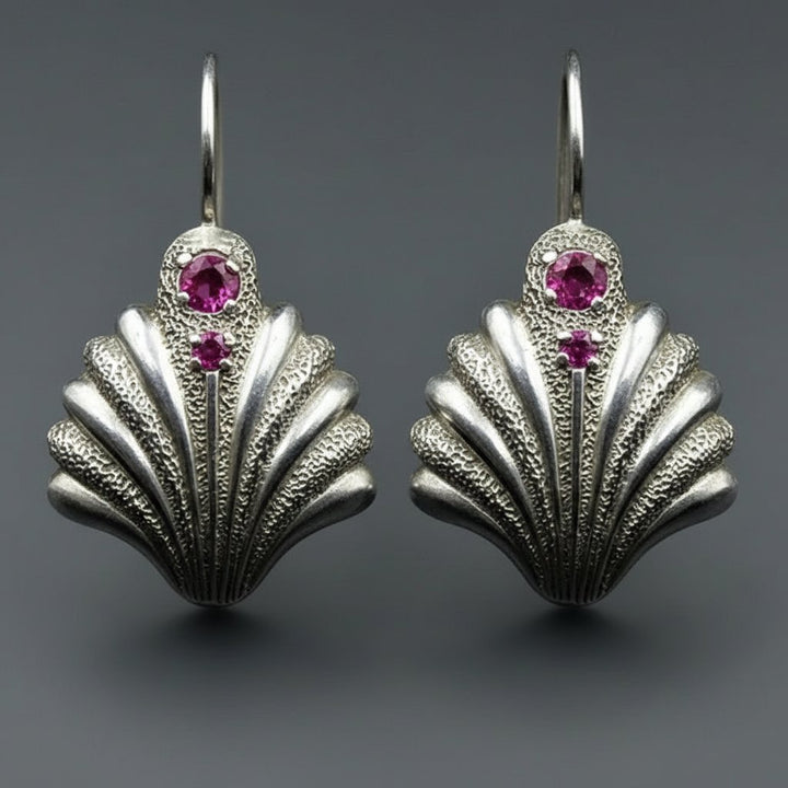 Pendientes de Concha con Cristales Morados