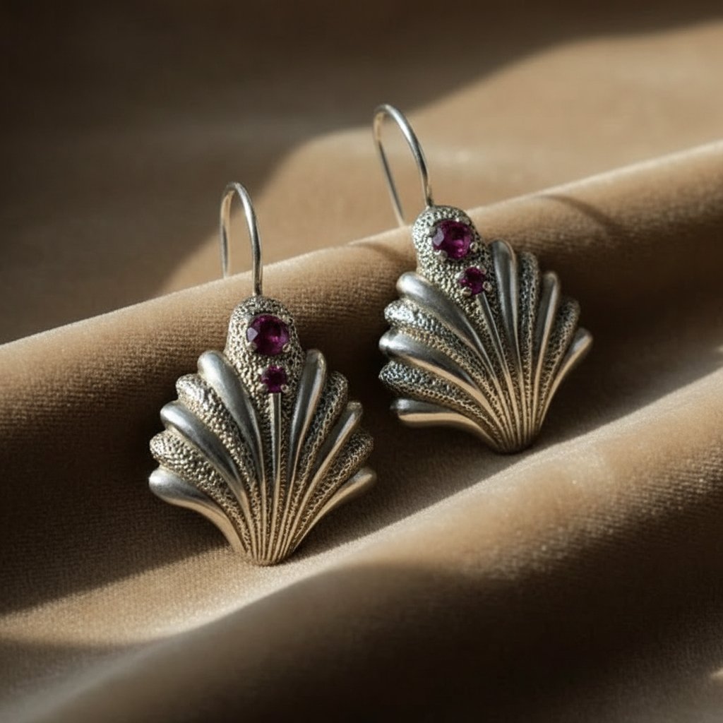 Pendientes de Concha con Cristales Morados