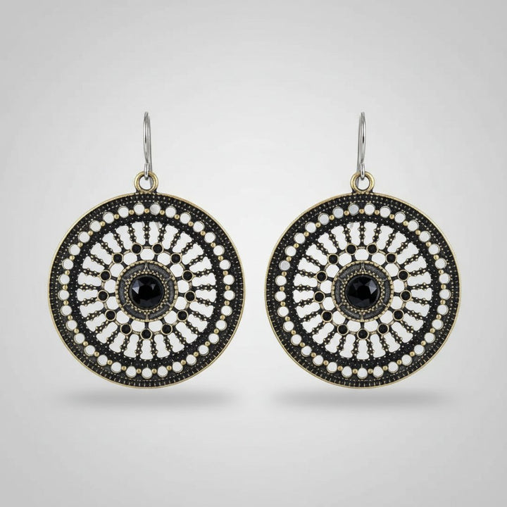 Boucles d'oreilles mandala rond zircon bleu