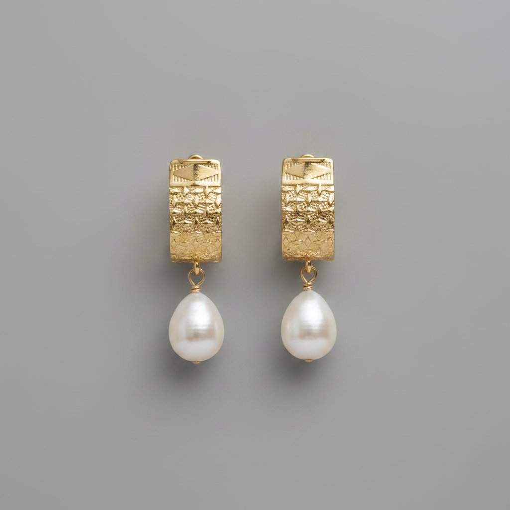 Orecchini Placcati Oro e Perla