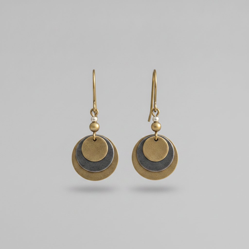 Boucles d'oreilles vintage pendantes couleur or et argent