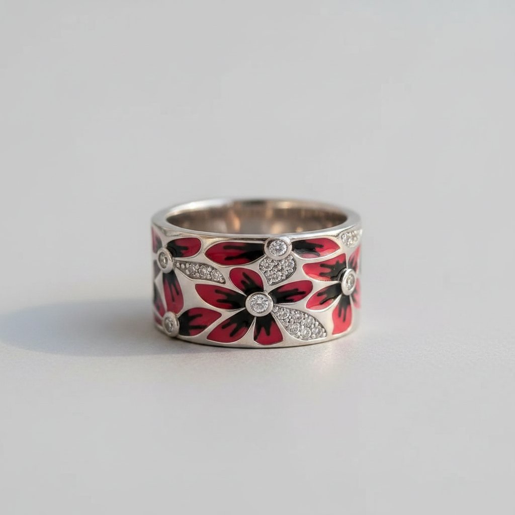 Anillo elegante llamativo de flor