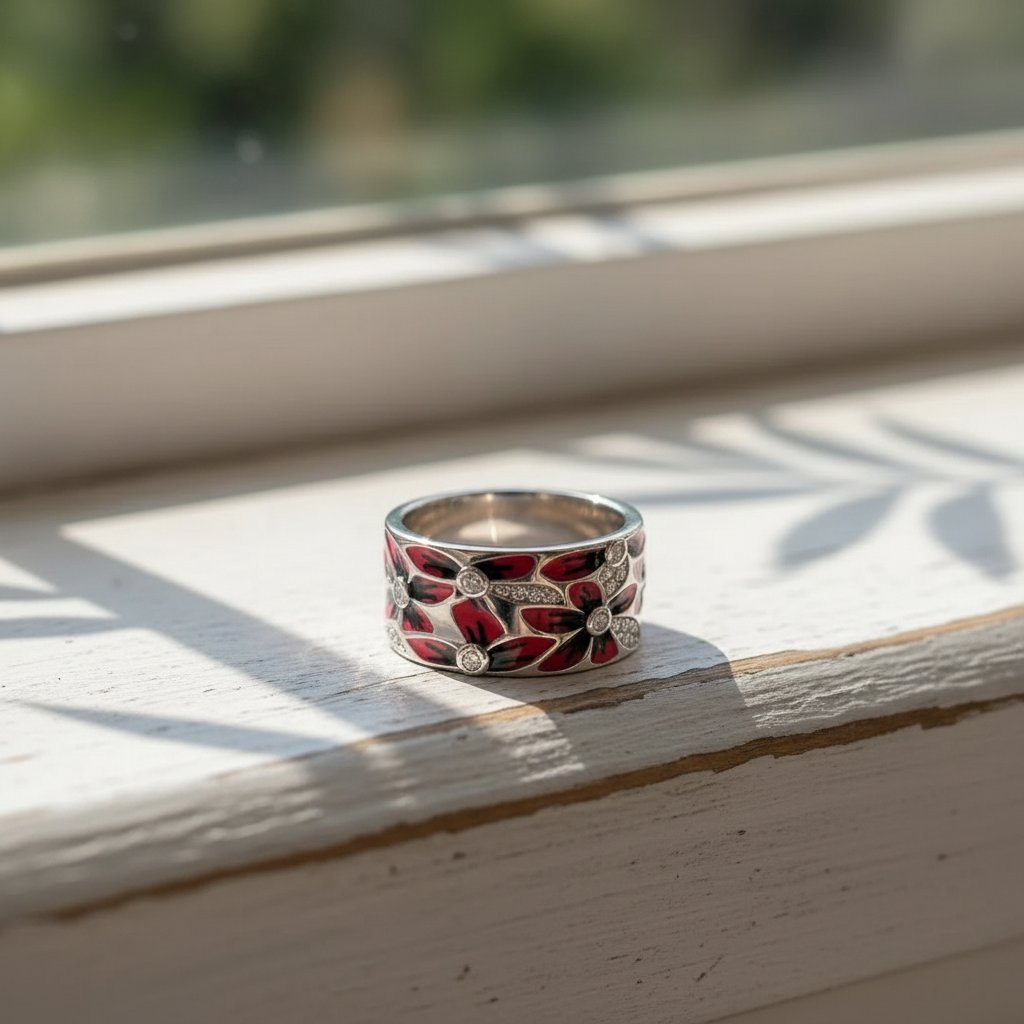 Anillo elegante llamativo de flor