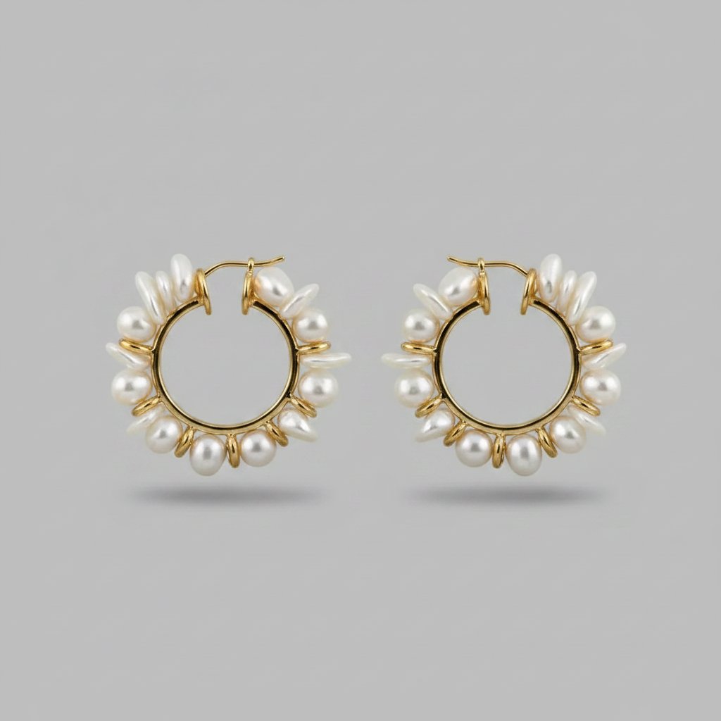 Odette Pearl Hoop Earrings