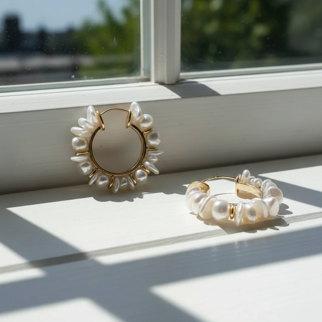 Odette Pearl Hoop Earrings