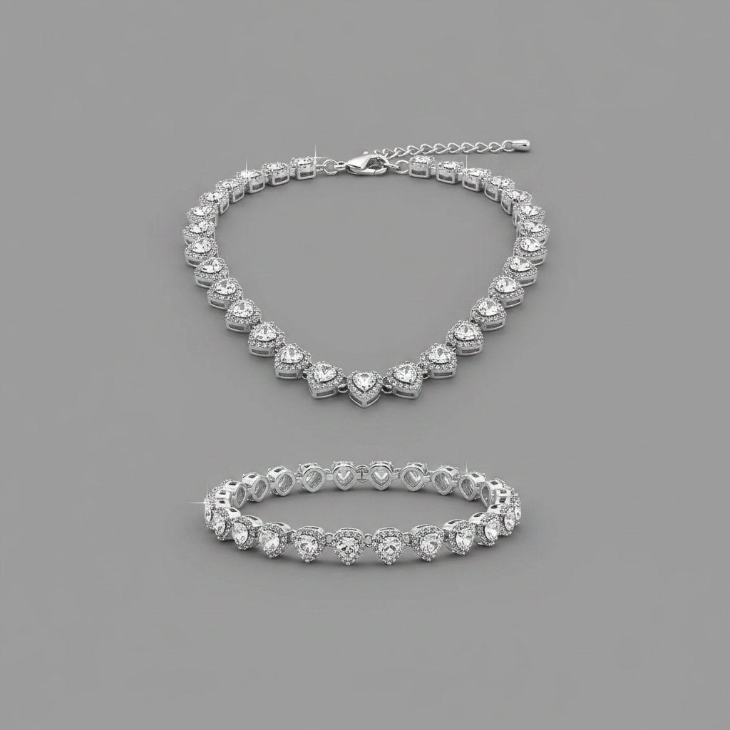 Conjunto de collar de cadena cubana con corazón
