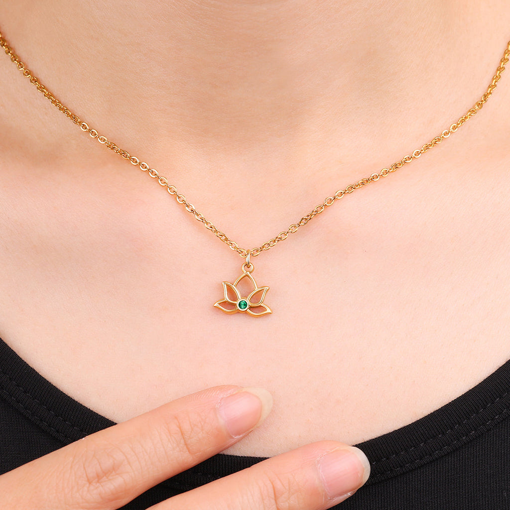 Mini Lotus geboortesteen hanger ketting