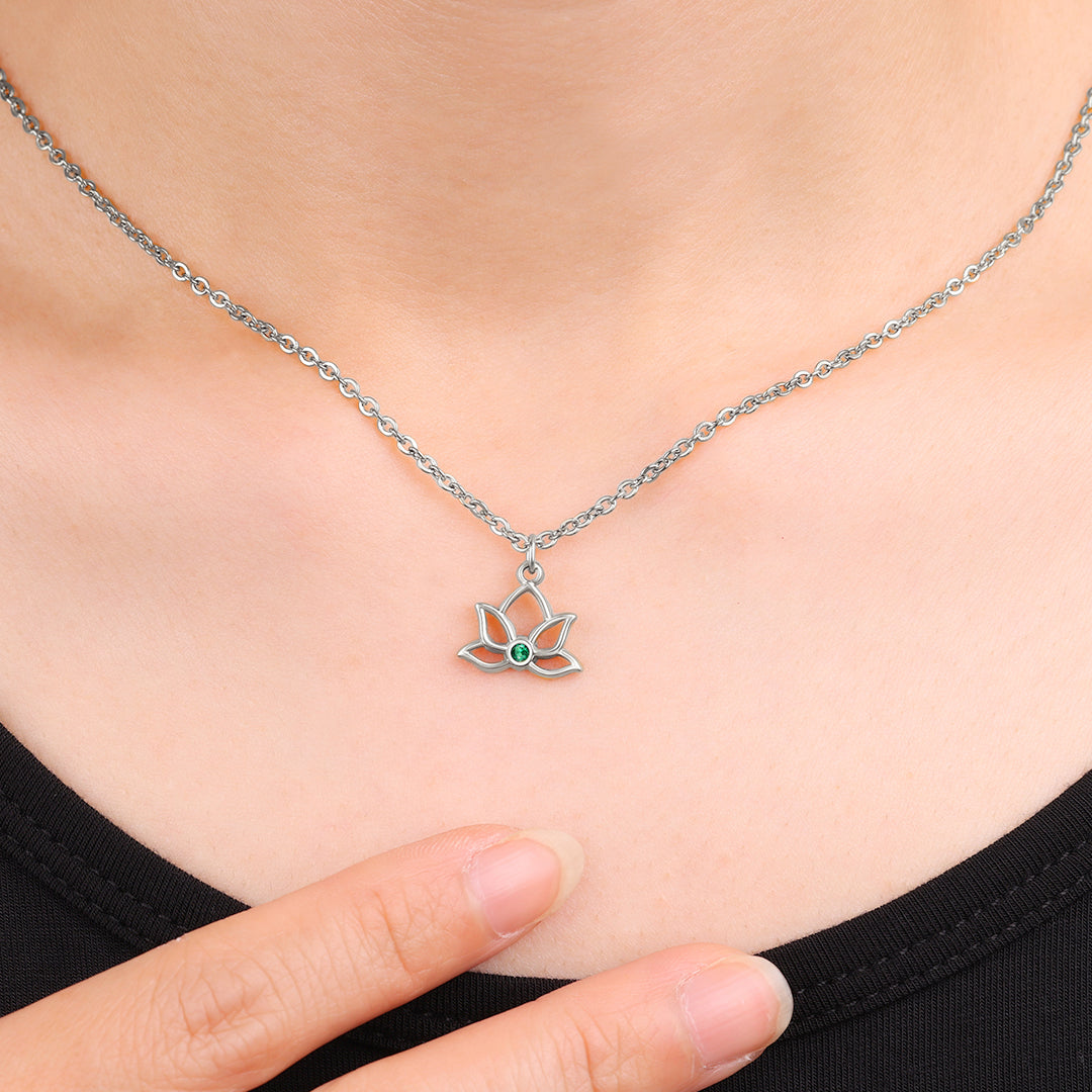 Mini Lotus geboortesteen hanger ketting