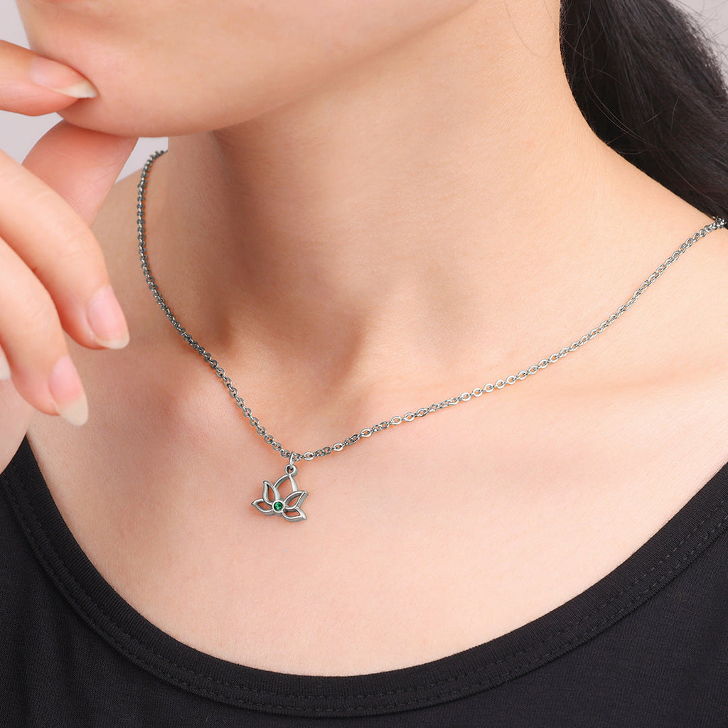 Mini Lotus geboortesteen hanger ketting