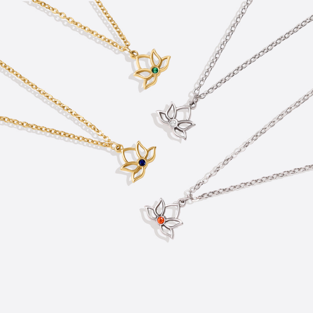 Mini Lotus geboortesteen hanger ketting