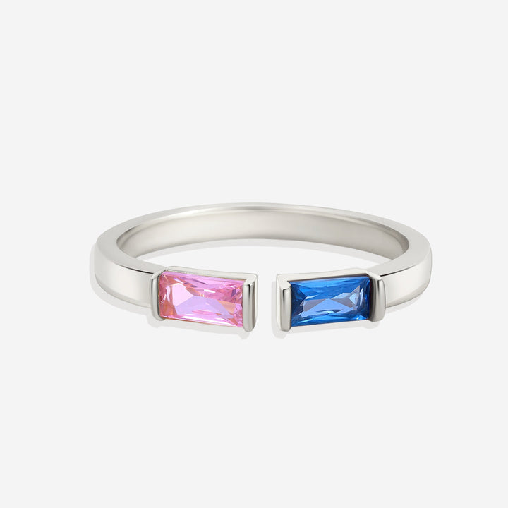 Bague double pierre de naissance ajustable