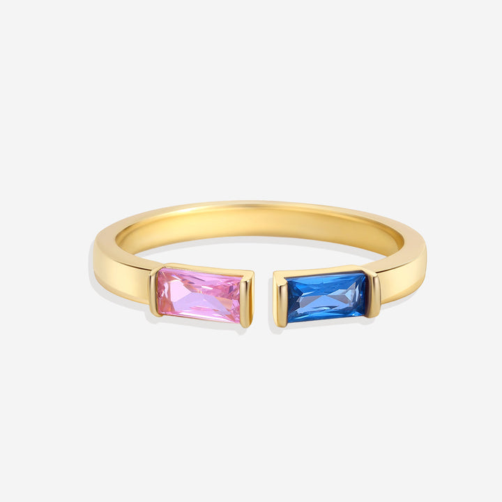 Bague double pierre de naissance ajustable