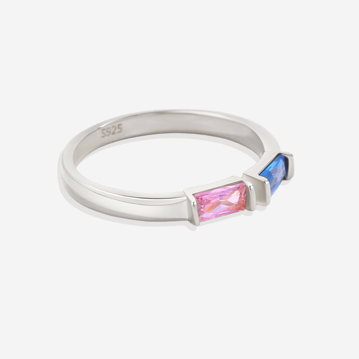 Bague double pierre de naissance ajustable