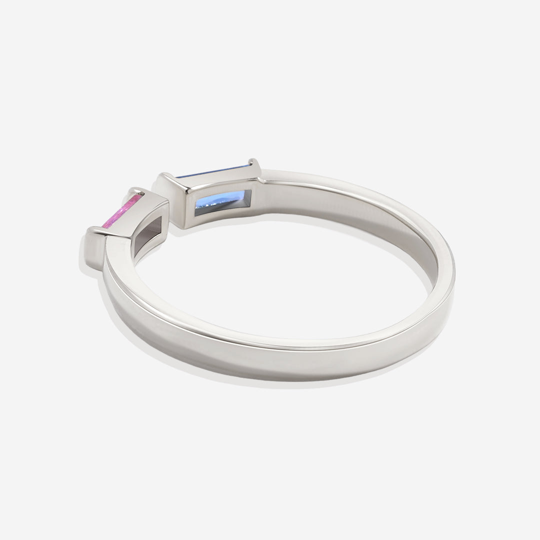 Bague double pierre de naissance ajustable