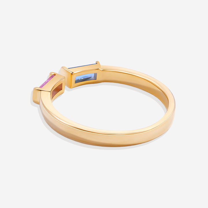 Bague double pierre de naissance ajustable