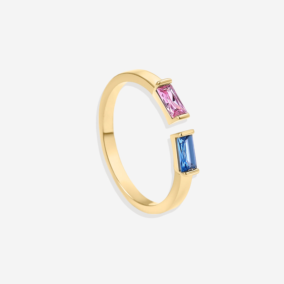 Bague double pierre de naissance ajustable