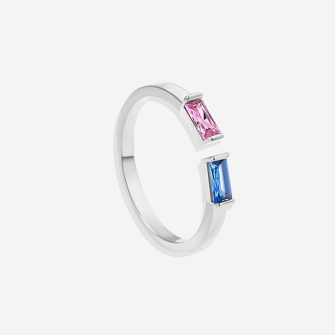 Bague double pierre de naissance ajustable