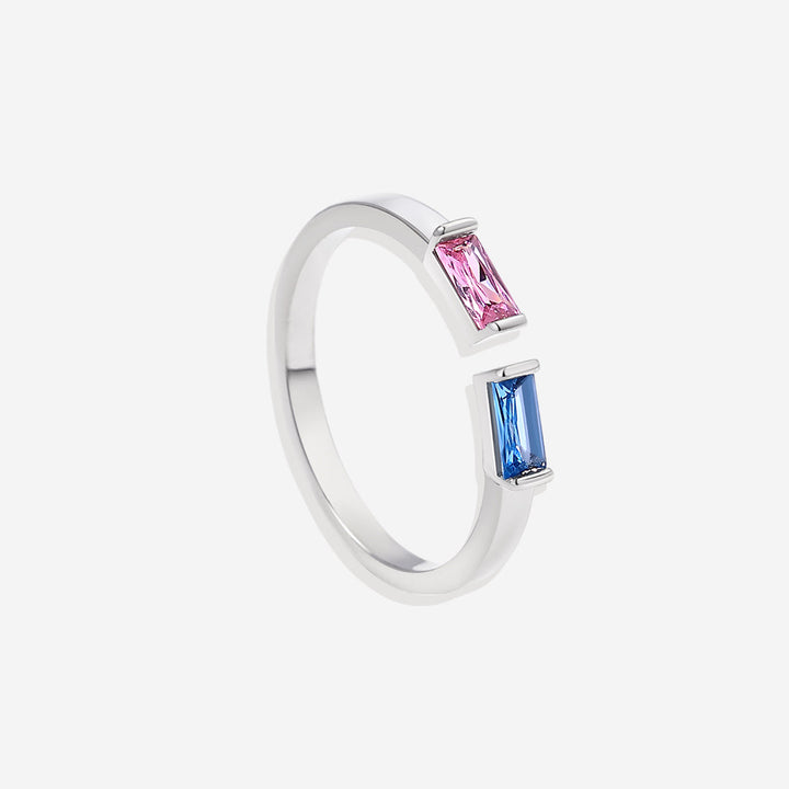 Bague double pierre de naissance ajustable