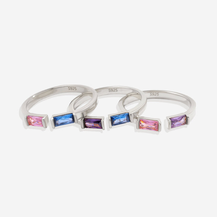Bague double pierre de naissance ajustable