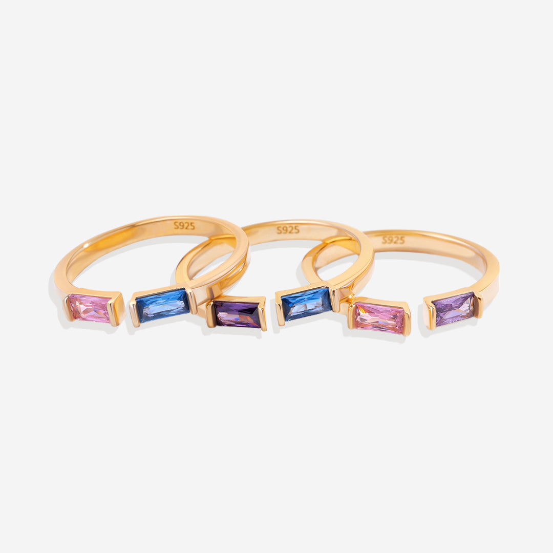 Bague double pierre de naissance ajustable