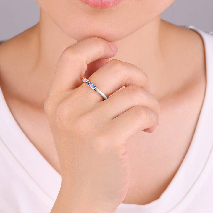 Bague double pierre de naissance ajustable