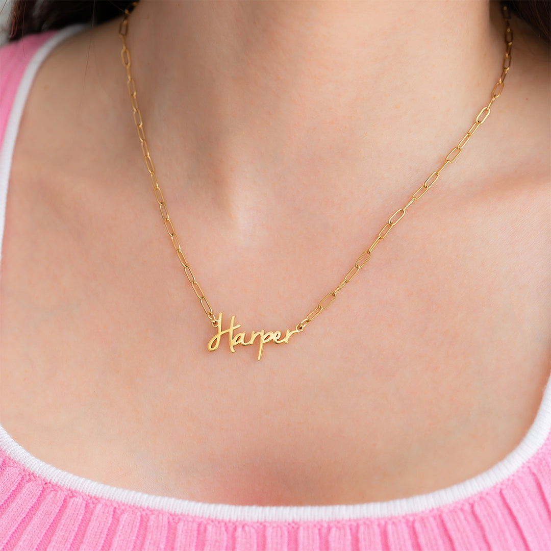 Feen-Namenskette mit Paperclip-Kette
