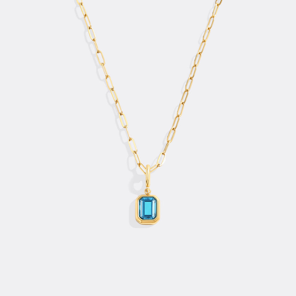 Collier breloque pierre de naissance baguette