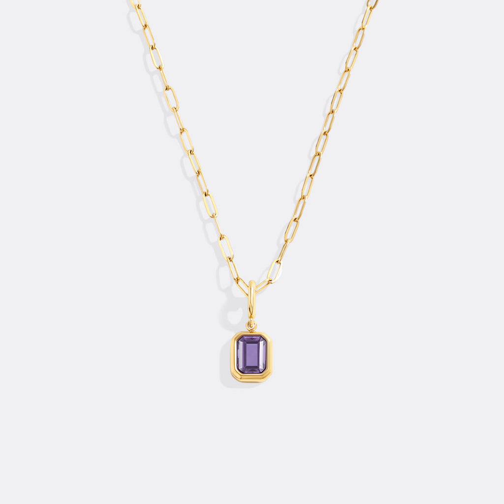 Collier breloque pierre de naissance baguette