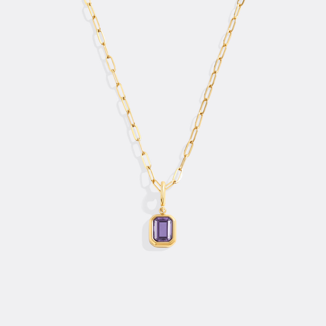 Collier breloque pierre de naissance baguette