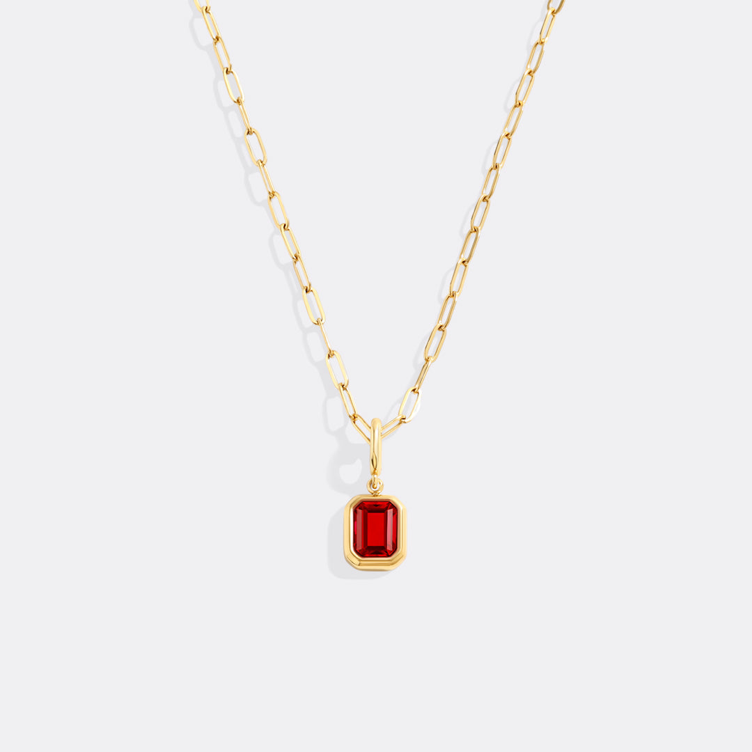 Collier breloque pierre de naissance baguette