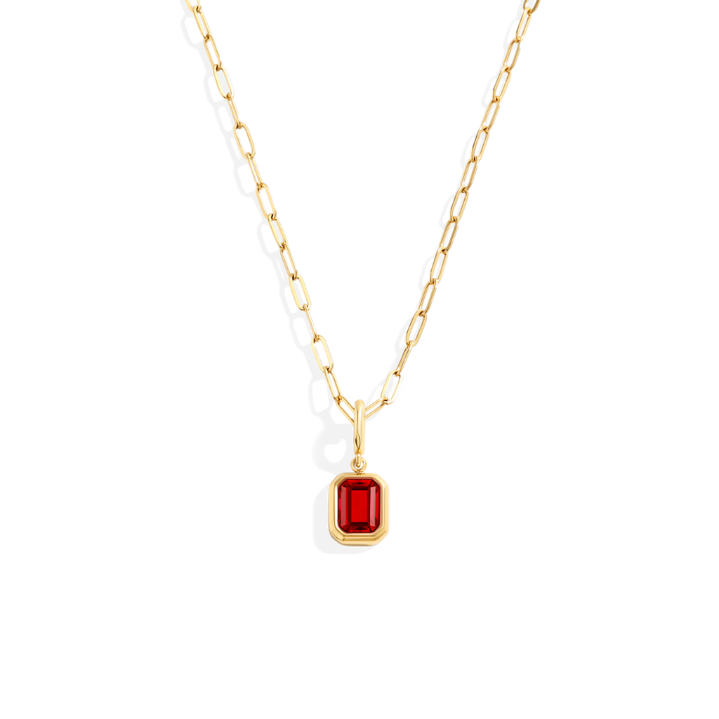 Collier breloque pierre de naissance baguette