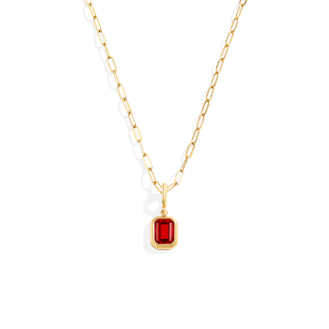 Collier breloque pierre de naissance baguette