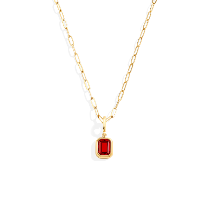 Baguette Birthstone Charm Necklace